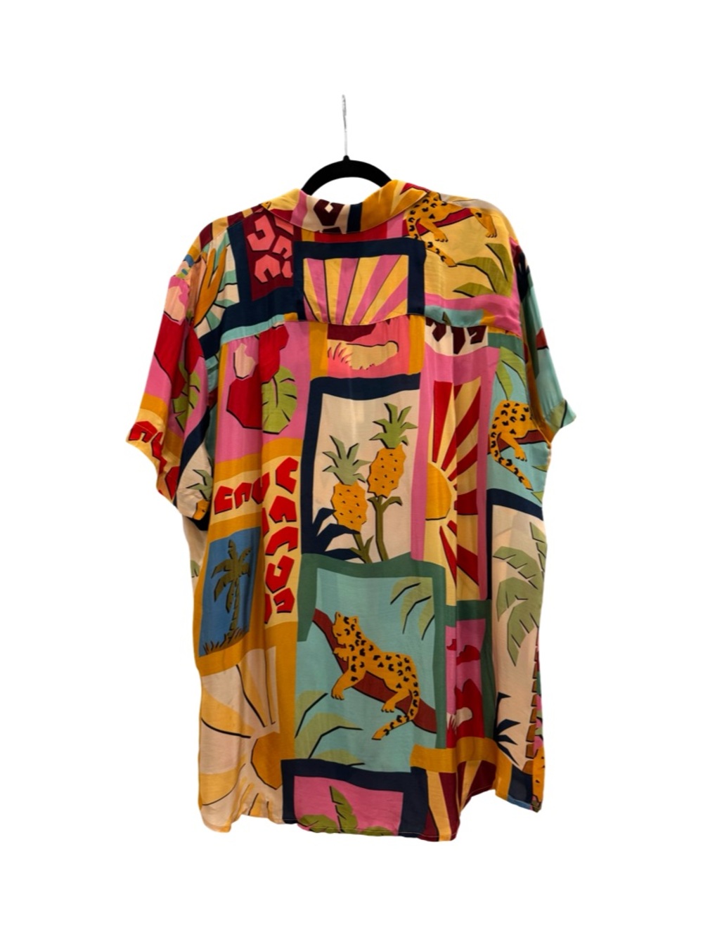 FARM Rio Vibrant Multicolor Tropical Patchwork Button-Down - Picture 6 of 11